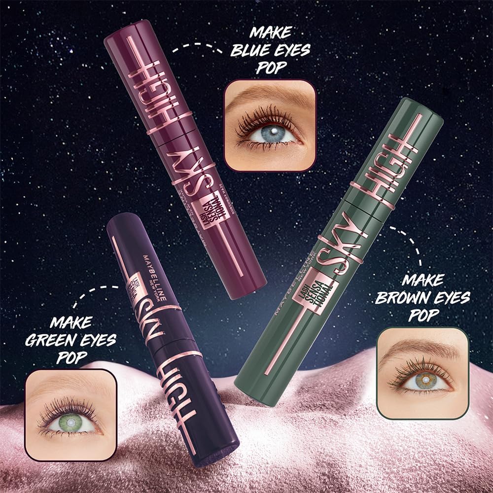 MAYBELLINE MASCARA, Lash Sensational Sky High Volumizing & Thickening, Eyelash Lengthening, Flake-Free Formula, Washable Mascara Infused with Bamboo...
