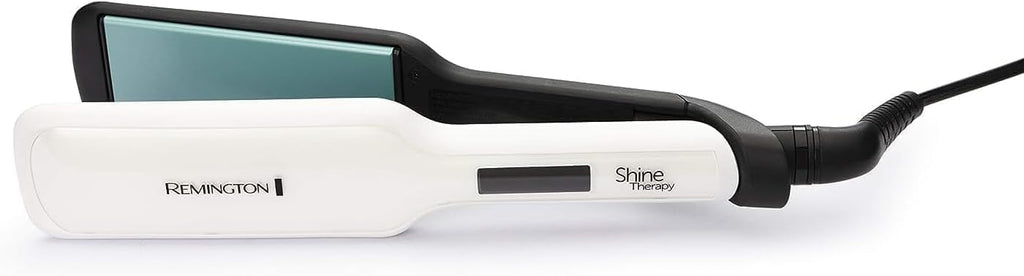 REMINGTON SHINE THERAPY Wide Plate Ceramic Hair Straighteners for Longer Thicker Hair with Morrocan Argan Oil - S8550