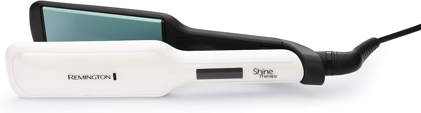 REMINGTON SHINE THERAPY Wide Plate Ceramic Hair Straighteners for Longer Thicker Hair with Morrocan Argan Oil - S8550