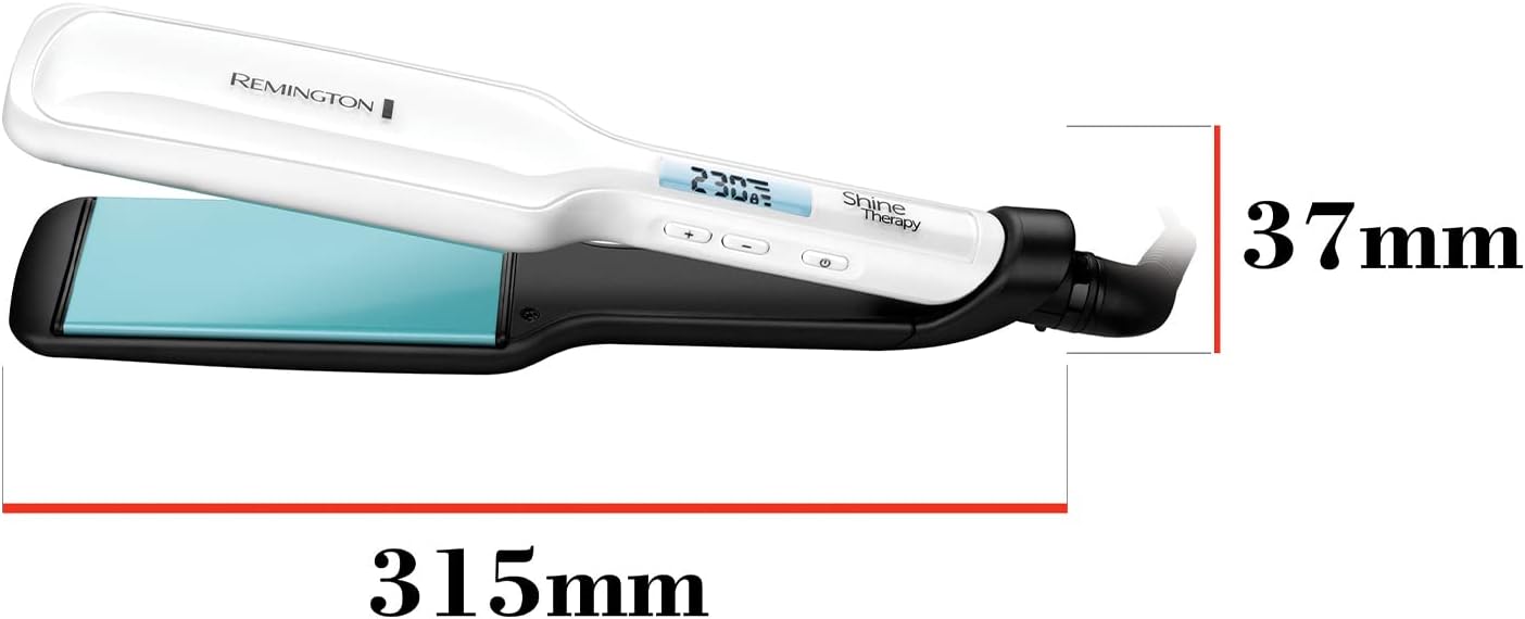 REMINGTON SHINE THERAPY Wide Plate Ceramic Hair Straighteners for Longer Thicker Hair with Morrocan Argan Oil - S8550